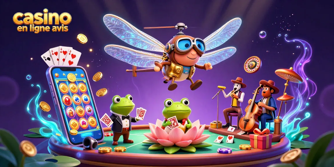 Jouez aux jeux de casino avec les avis de casino en ligne, une scène animée et colorée.