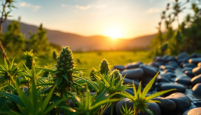 Highlighting Mental Wellness CBD buds in a tranquil setting with natural lighting.