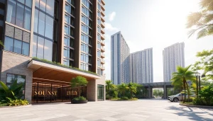 View of the modern Tampines St 95 EC Executive Condominium with lush landscaping
