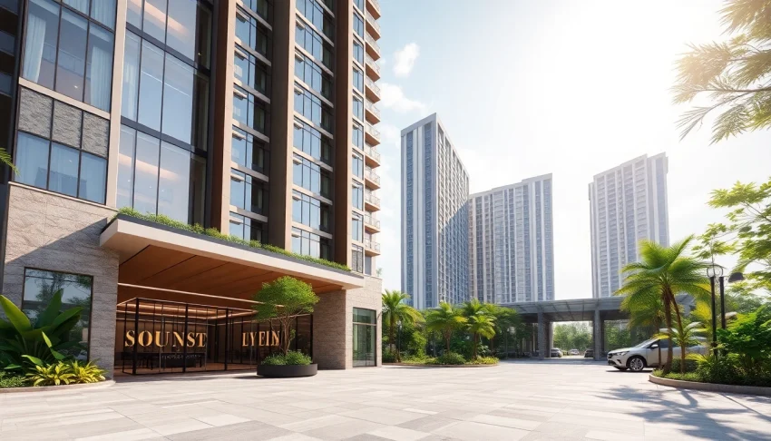 View of the modern Tampines St 95 EC Executive Condominium with lush landscaping