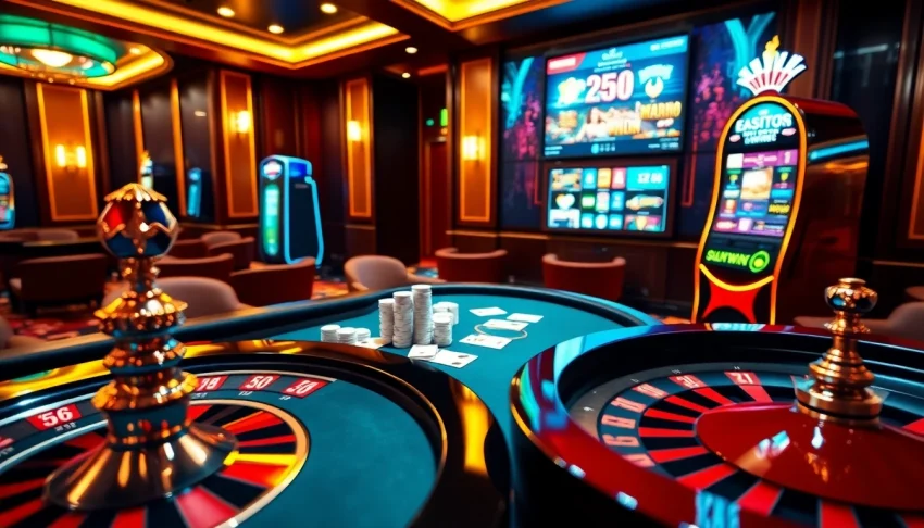 Experience luxury gambling at https://sunwin88.art/ featuring poker chips and a roulette wheel.