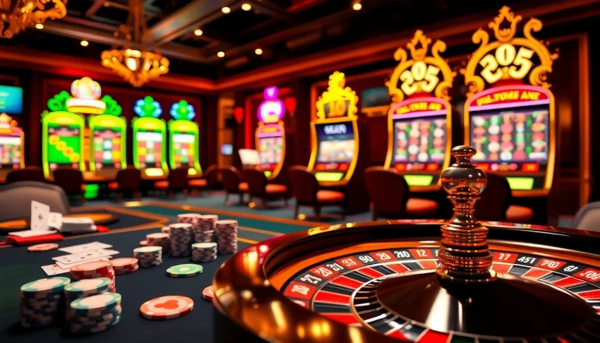 Experience excitement at https://sn888app.com.br with players enjoying a luxurious casino ambiance filled with roulette and gaming tables.