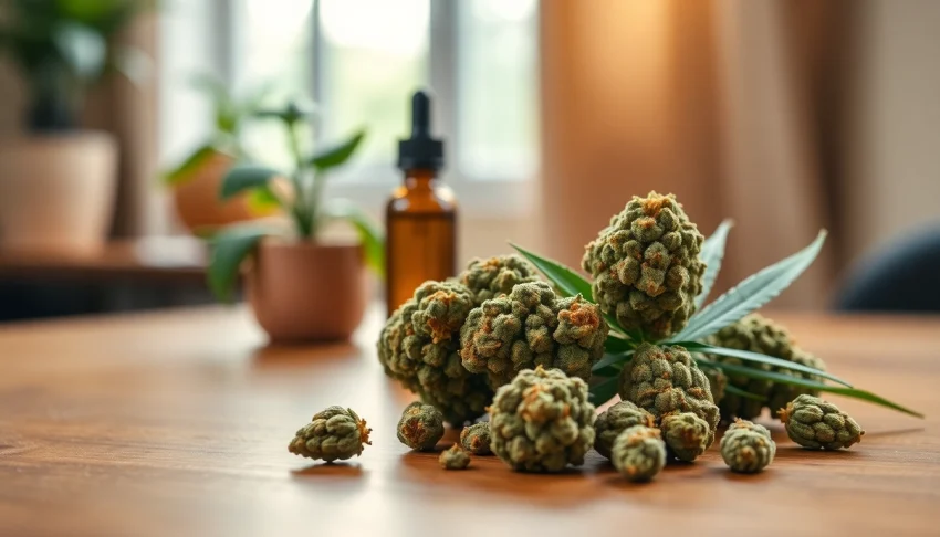 Explore Mental Wellness CBD buds showcasing vibrant textures in a calming indoor setting.