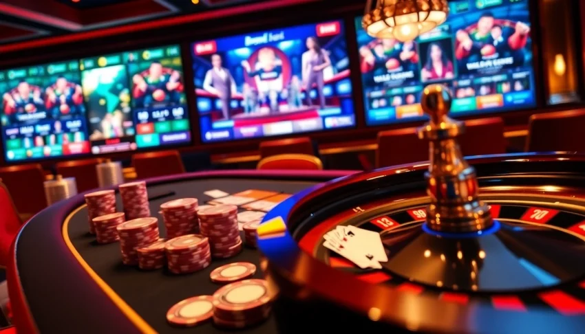 U888 online casino showcasing vibrant poker tables and live dealer excitement.
