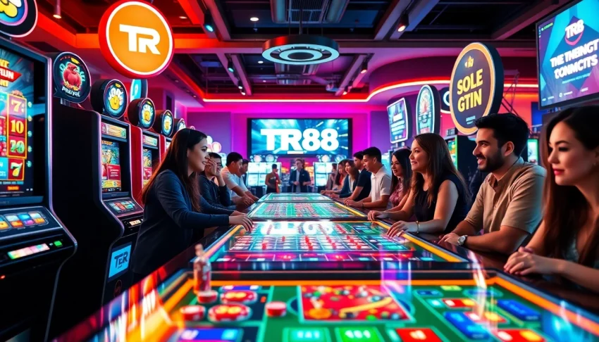 Players enjoying the TR88 online gaming experience with vibrant visuals and interactive elements.