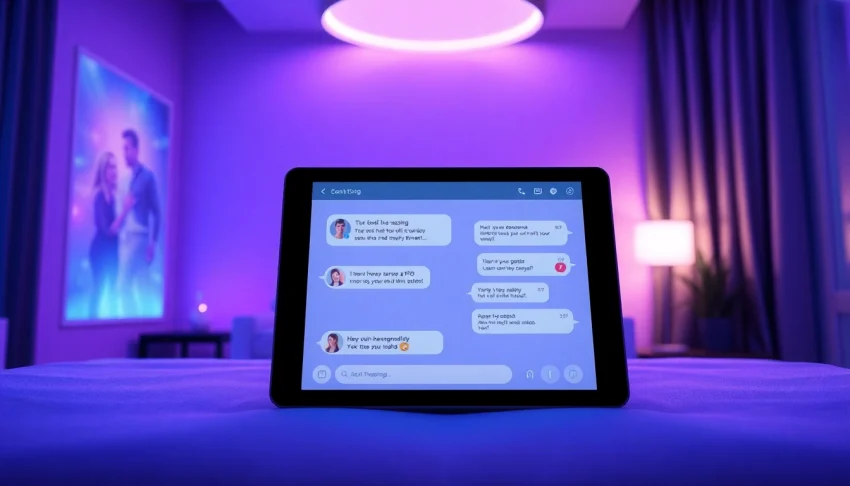 Engaging AI sex chat interface in a modern setting showcasing digital conversations.