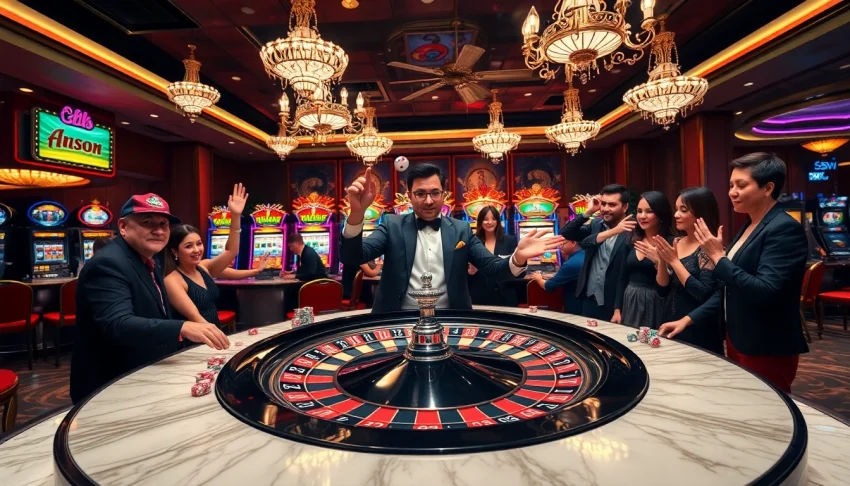 Experience the thrill of gambling at 555win with an exciting roulette table scene.