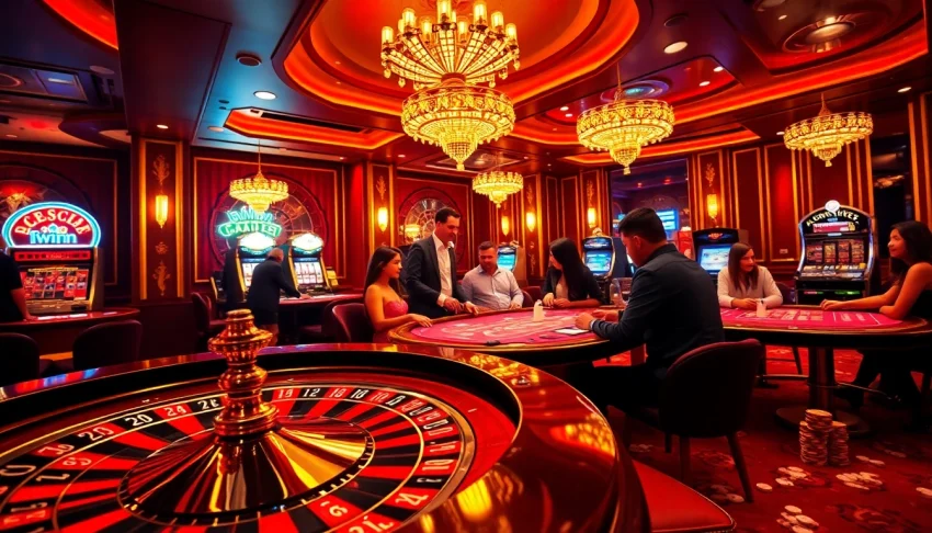 Experience the luxury of IWIN club with players engaging at a vibrant casino table.