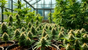 Buy cannabis seeds in Australia showcased in a vibrant greenhouse setting with healthy plants.