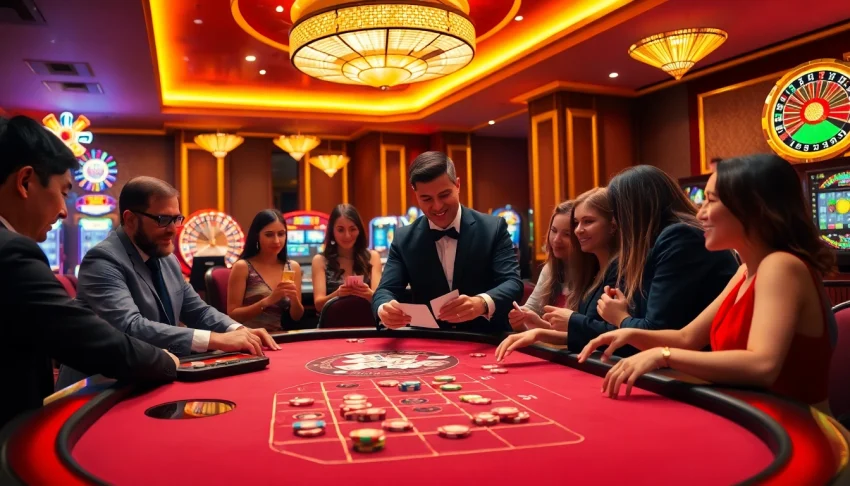 Players enjoying an exciting game of cards at 88VV casino, showcasing a vibrant atmosphere.