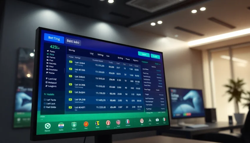 Live sports betting interface showcasing tỷ lệ kèo with engaging digital elements and real-time updates.