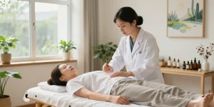 수원한의원 providing holistic healing with acupuncture treatment in a serene environment.