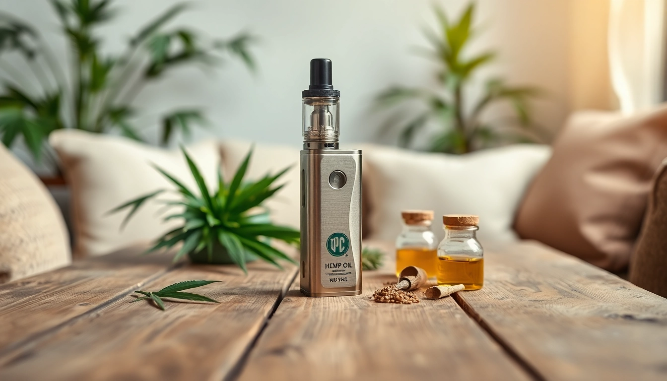 Showcase hemp vape cart with natural elements highlighting its premium quality and eco-friendly appeal.